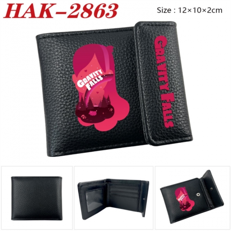 Gravity Falls Anime Litchi Pattern Hidden Buckle Half Fold Printed Wallet 12X10X2CM