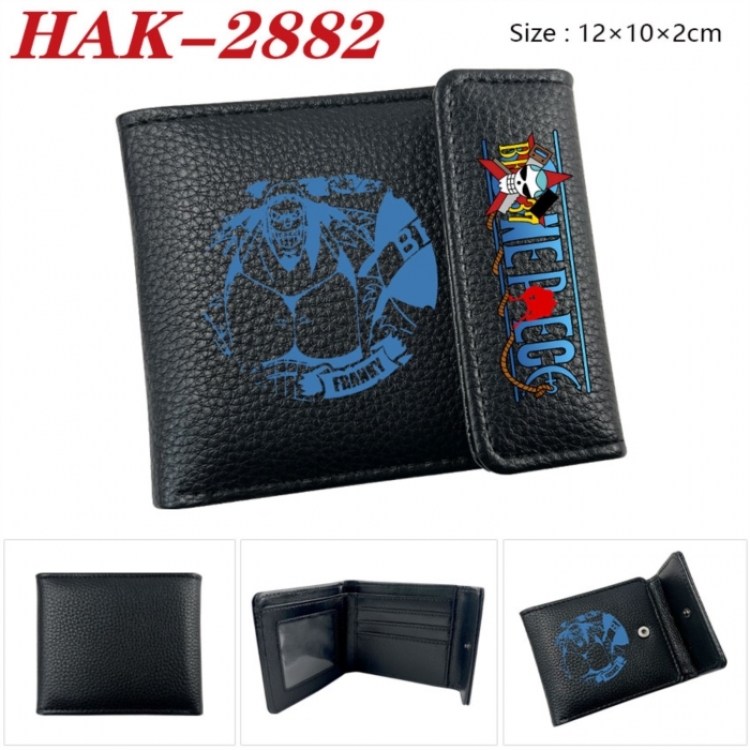 One Piece Anime Litchi Pattern Hidden Buckle Half Fold Printed Wallet 12X10X2CM