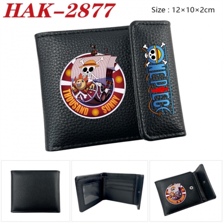 One Piece Anime Litchi Pattern Hidden Buckle Half Fold Printed Wallet 12X10X2CM