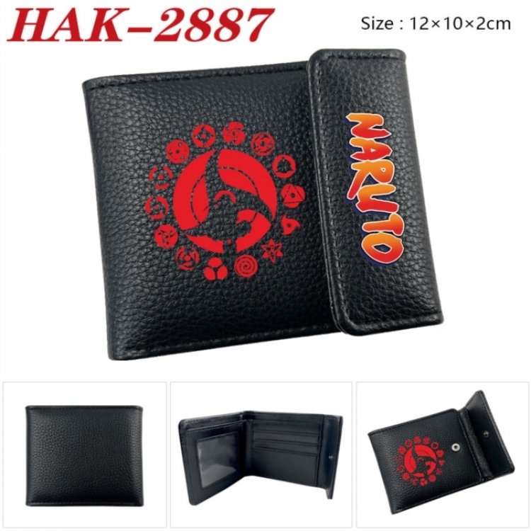Naruto Anime Litchi Pattern Hidden Buckle Half Fold Printed Wallet 12X10X2CM