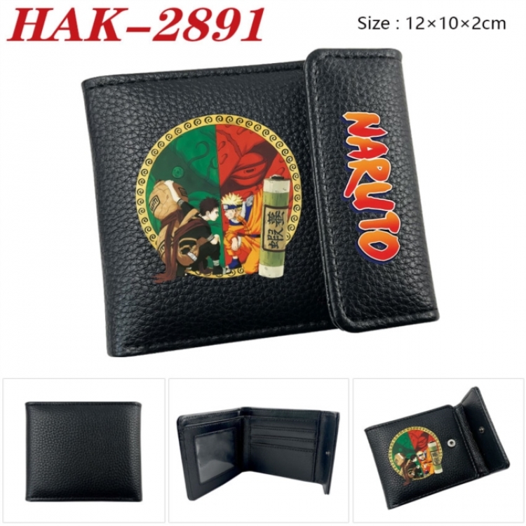 Naruto Anime Litchi Pattern Hidden Buckle Half Fold Printed Wallet 12X10X2CM