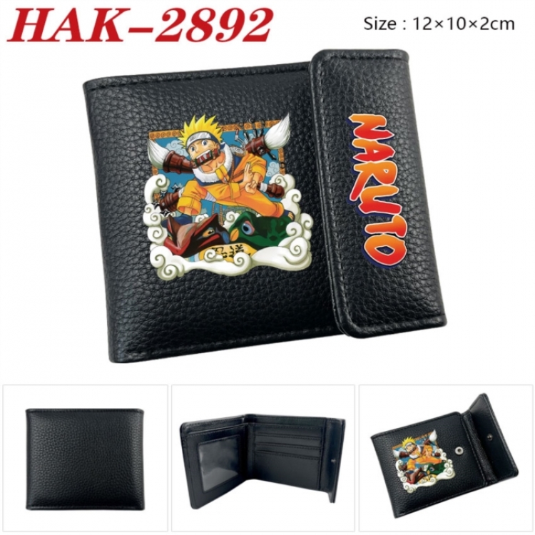 Naruto Anime Litchi Pattern Hidden Buckle Half Fold Printed Wallet 12X10X2CM