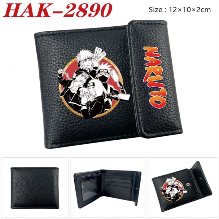 Naruto Anime Litchi Pattern Hidden Buckle Half Fold Printed Wallet 12X10X2CM