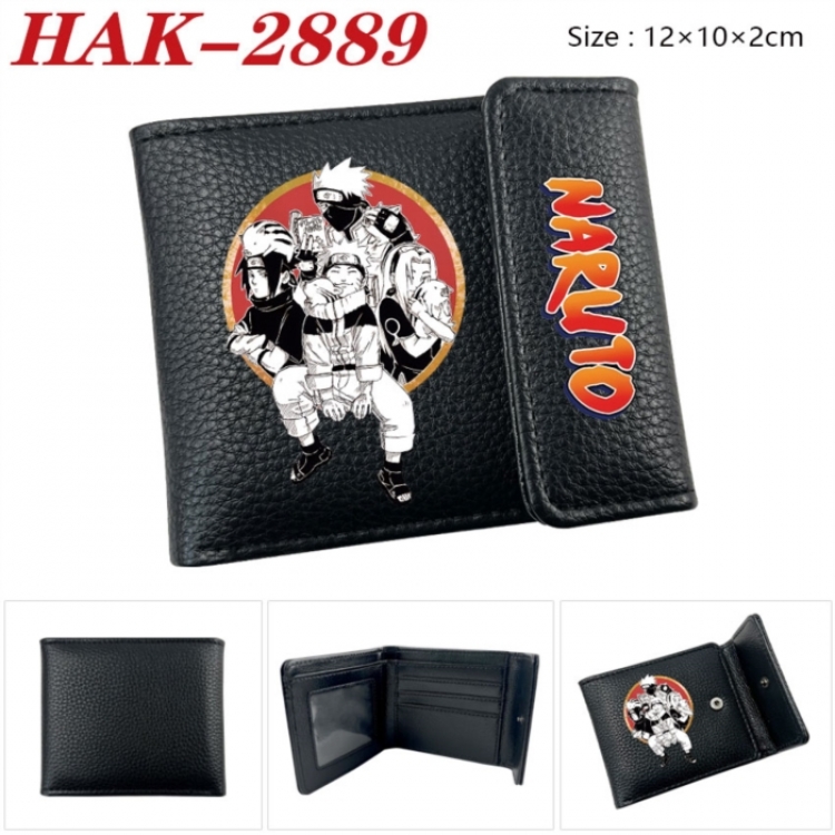Naruto Anime Litchi Pattern Hidden Buckle Half Fold Printed Wallet 12X10X2CM