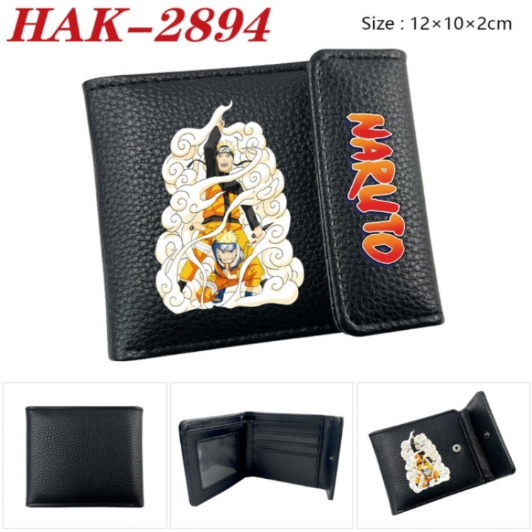 Naruto Anime Litchi Pattern Hidden Buckle Half Fold Printed Wallet 12X10X2CM