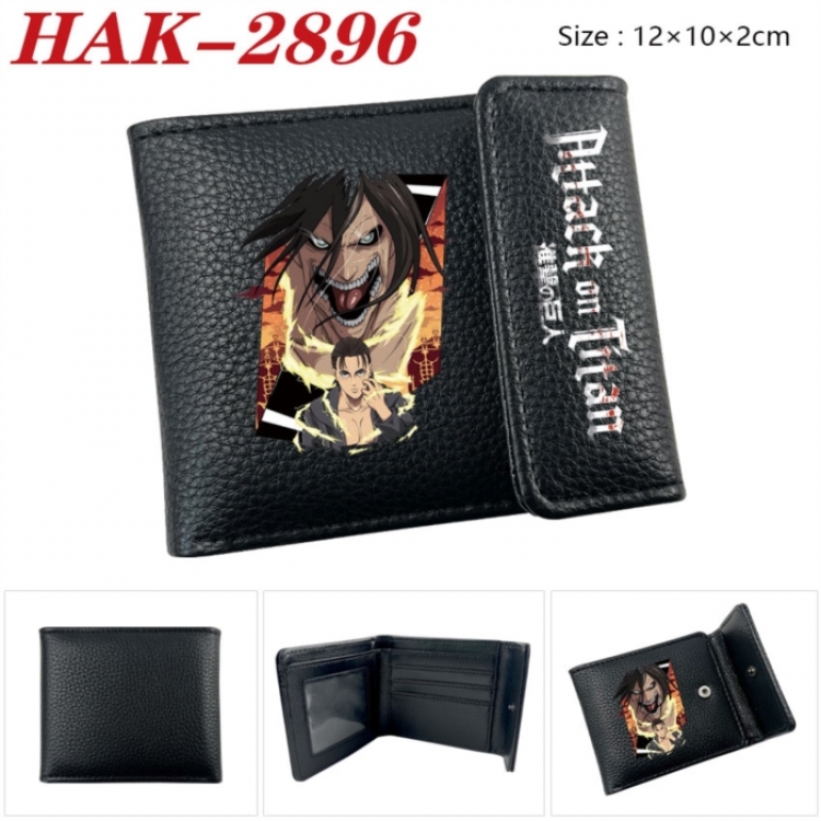 Shingeki no Kyojin Anime Litchi Pattern Hidden Buckle Half Fold Printed Wallet 12X10X2CM