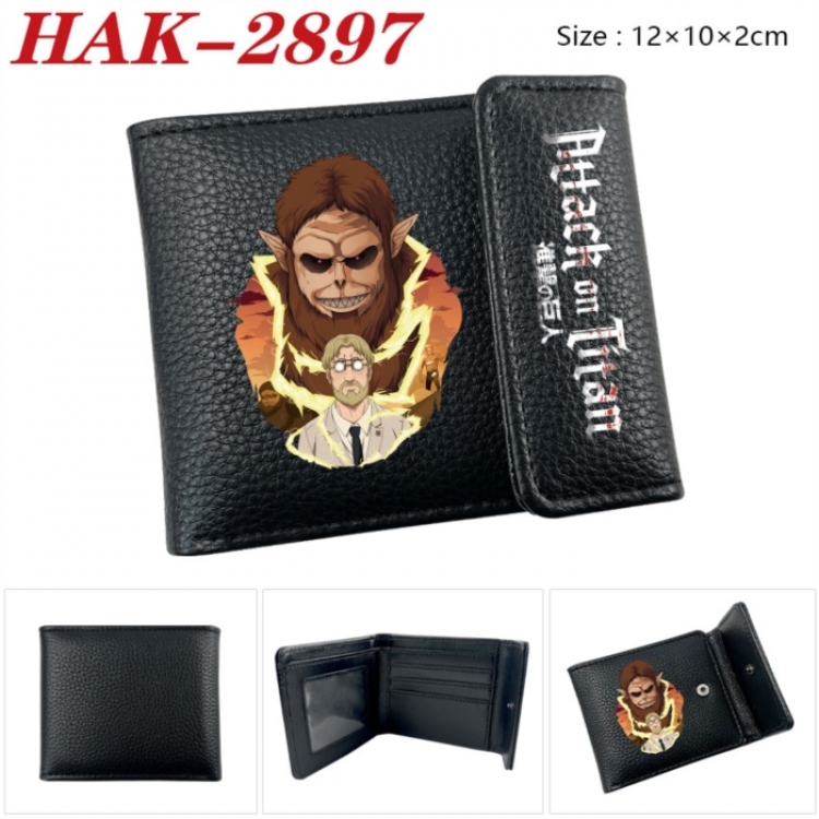 Shingeki no Kyojin Anime Litchi Pattern Hidden Buckle Half Fold Printed Wallet 12X10X2CM