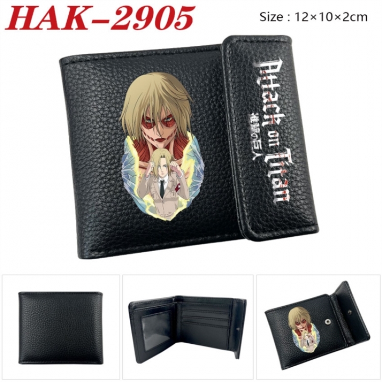 Shingeki no Kyojin Anime Litchi Pattern Hidden Buckle Half Fold Printed Wallet 12X10X2CM