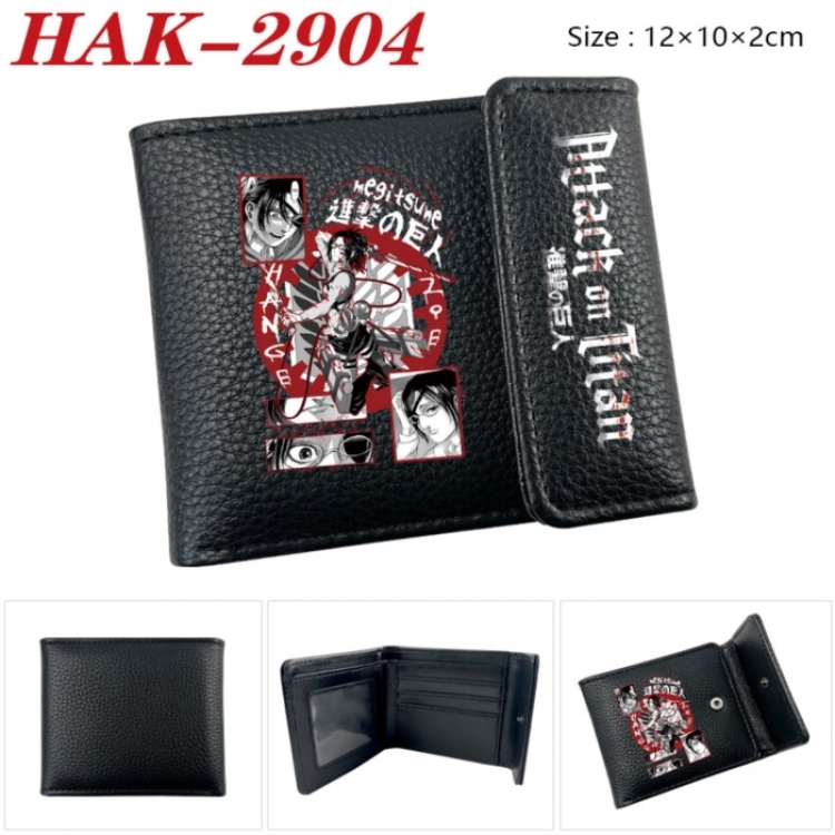 Shingeki no Kyojin Anime Litchi Pattern Hidden Buckle Half Fold Printed Wallet 12X10X2CM
