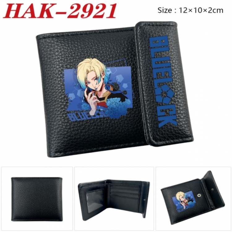 BLUE LOCK Anime Litchi Pattern Hidden Buckle Half Fold Printed Wallet 12X10X2CM