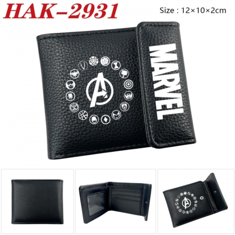 Marvel Anime Litchi Pattern Hidden Buckle Half Fold Printed Wallet 12X10X2CM
