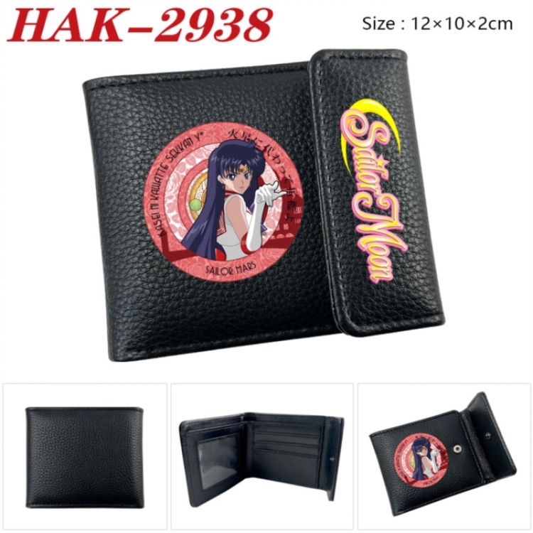 sailormoon Anime Litchi Pattern Hidden Buckle Half Fold Printed Wallet 12X10X2CM