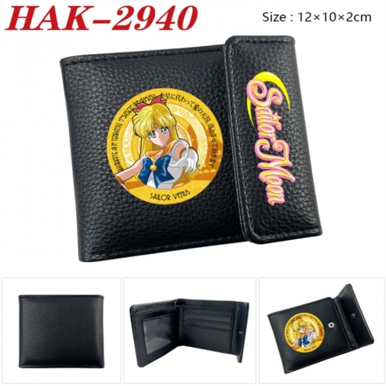 sailormoon Anime Litchi Pattern Hidden Buckle Half Fold Printed Wallet 12X10X2CM