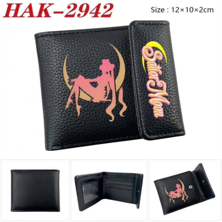 sailormoon Anime Litchi Pattern Hidden Buckle Half Fold Printed Wallet 12X10X2CM