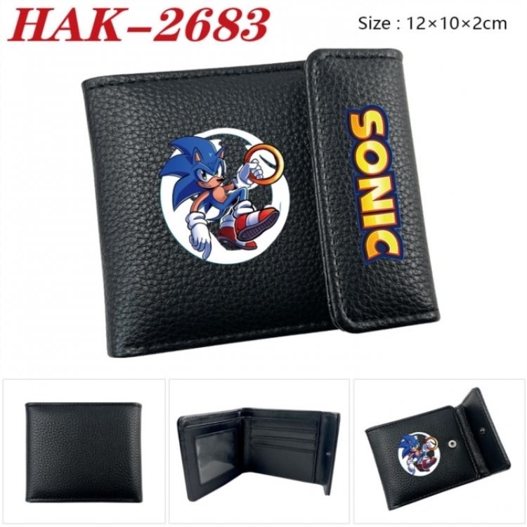Sonic The Hedgehog  Anime Litchi Pattern Hidden Buckle Half Fold Printed Wallet 12X10X2CM