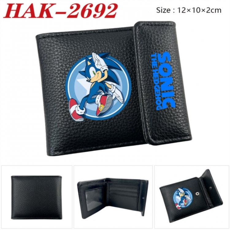 Sonic The Hedgehog  Anime Litchi Pattern Hidden Buckle Half Fold Printed Wallet 12X10X2CM