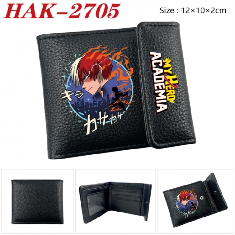 My Hero Academia Anime Litchi Pattern Hidden Buckle Half Fold Printed Wallet 12X10X2CM
