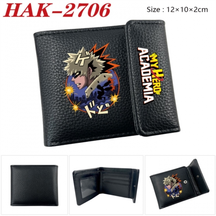My Hero Academia Anime Litchi Pattern Hidden Buckle Half Fold Printed Wallet 12X10X2CM