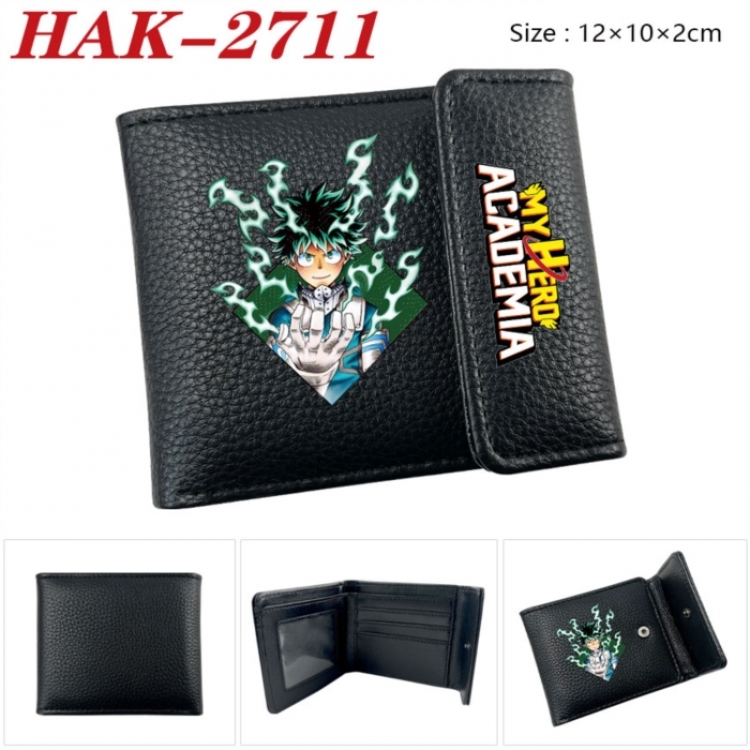My Hero Academia Anime Litchi Pattern Hidden Buckle Half Fold Printed Wallet 12X10X2CM