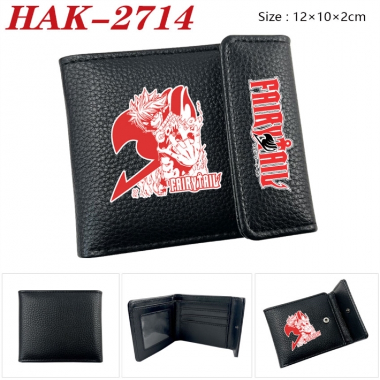 Fairy tail Anime Litchi Pattern Hidden Buckle Half Fold Printed Wallet 12X10X2CM