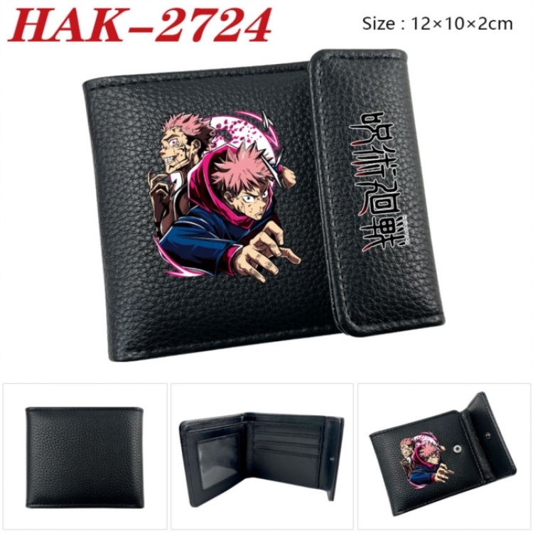 Jujutsu Kaisen Anime Litchi Pattern Hidden Buckle Half Fold Printed Wallet 12X10X2CM