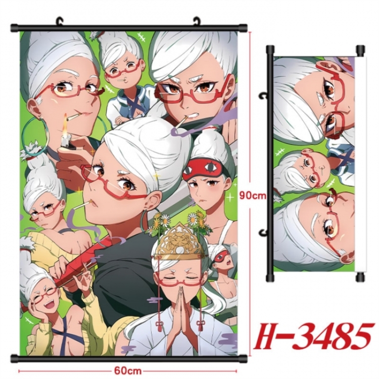 DANDADAN Anime Black Plastic Rod Canvas Painting Wall Scroll 60X90CM