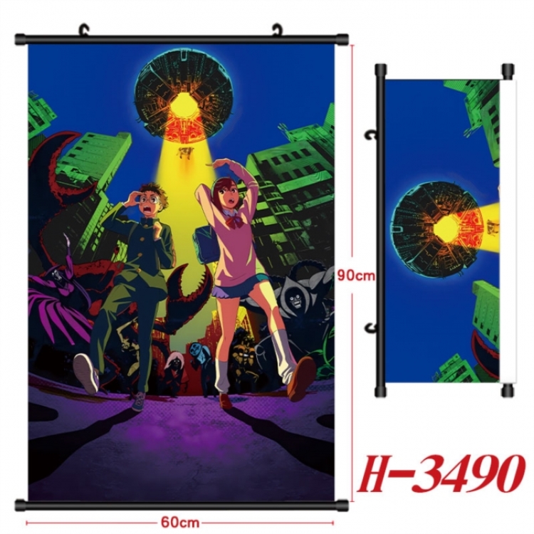 DANDADAN Anime Black Plastic Rod Canvas Painting Wall Scroll 60X90CM