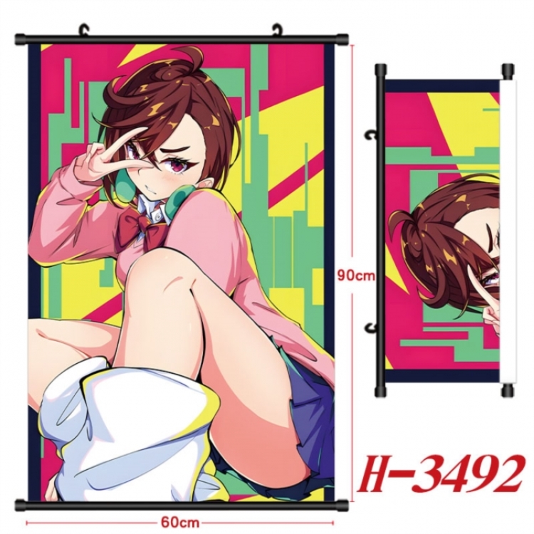 DANDADAN Anime Black Plastic Rod Canvas Painting Wall Scroll 60X90CM