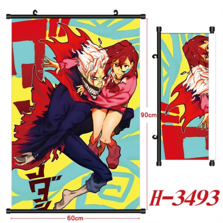 DANDADAN Anime Black Plastic Rod Canvas Painting Wall Scroll 60X90CM