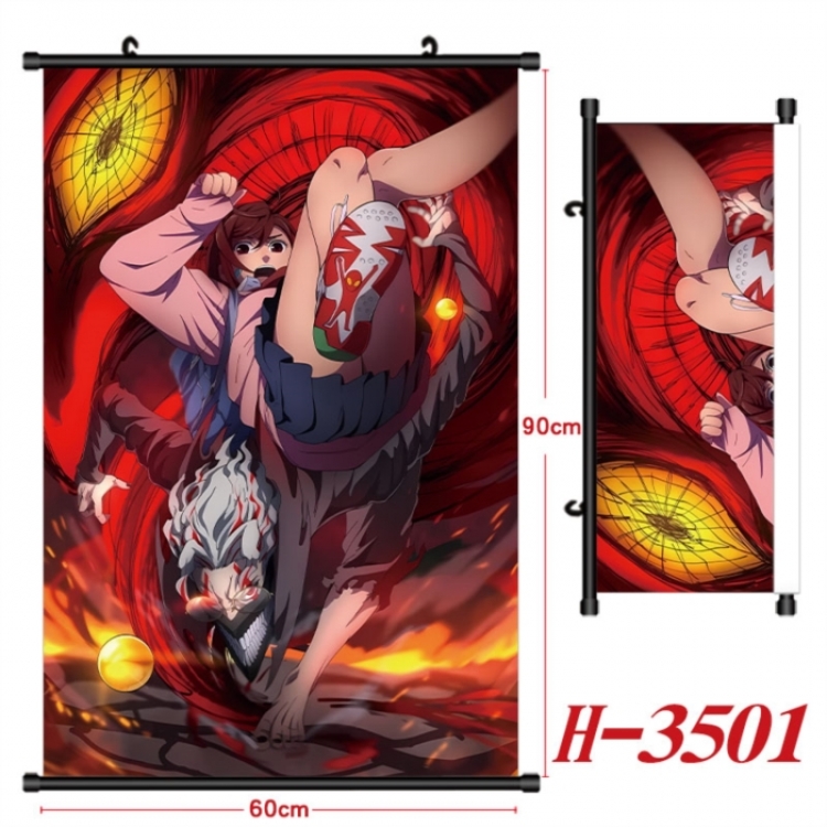 DANDADAN Anime Black Plastic Rod Canvas Painting Wall Scroll 60X90CM