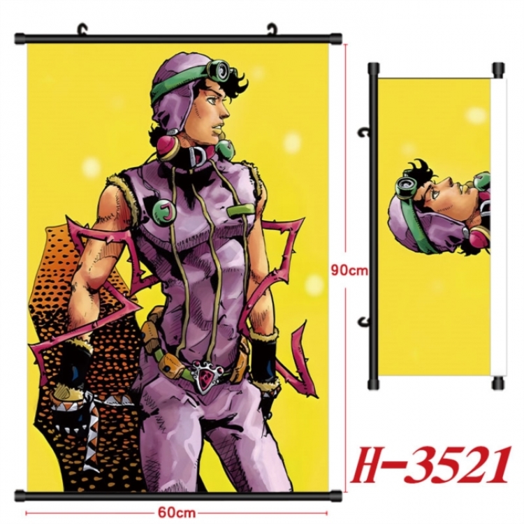 JoJos Bizarre Adventure Anime Black Plastic Rod Canvas Painting Wall Scroll 60X90CM