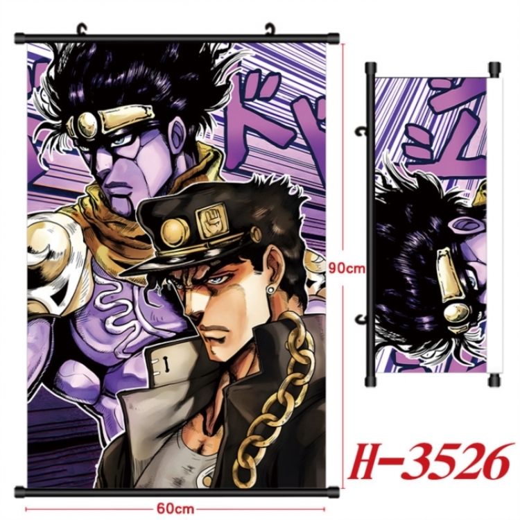 JoJos Bizarre Adventure Anime Black Plastic Rod Canvas Painting Wall Scroll 60X90CM