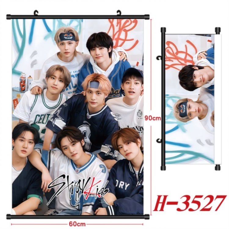 StrayKids Anime Black Plastic Rod Canvas Painting Wall Scroll 60X90CM