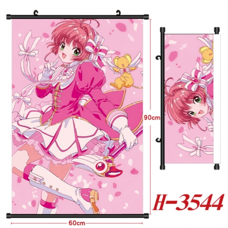 Card Captor Sakura Anime Black Plastic Rod Canvas Painting Wall Scroll 60X90CM
