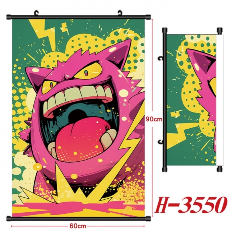 Pokemon Anime Black Plastic Rod Canvas Painting Wall Scroll 60X90CM