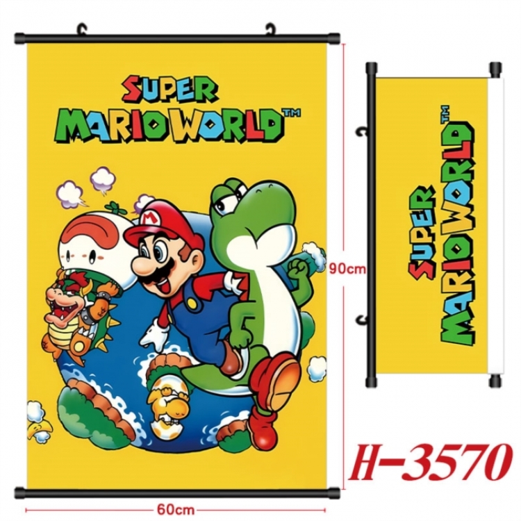 Super Mario Anime Black Plastic Rod Canvas Painting Wall Scroll 60X90CM