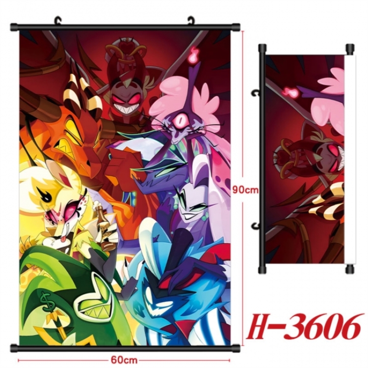 Hazbin Hotel Anime Black Plastic Rod Canvas Painting Wall Scroll 60X90CM