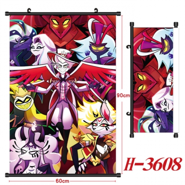 Hazbin Hotel Anime Black Plastic Rod Canvas Painting Wall Scroll 60X90CM
