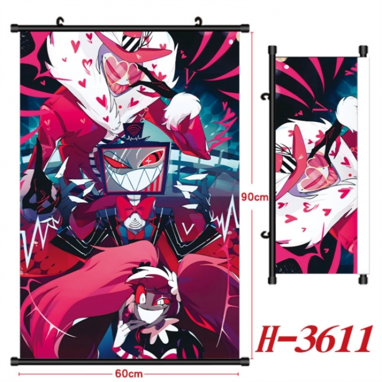 Hazbin Hotel Anime Black Plastic Rod Canvas Painting Wall Scroll 60X90CM