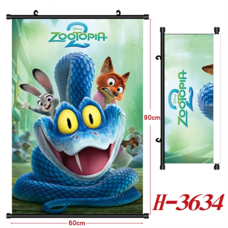 Zootopia Anime Black Plastic Rod Canvas Painting Wall Scroll 60X90CM