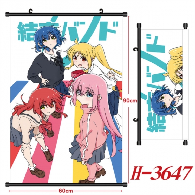 BOCCHI THE ROCK! Anime Black Plastic Rod Canvas Painting Wall Scroll 60X90CM