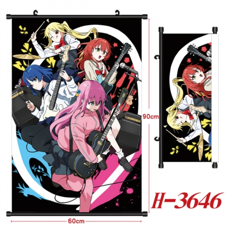 BOCCHI THE ROCK! Anime Black Plastic Rod Canvas Painting Wall Scroll 60X90CM