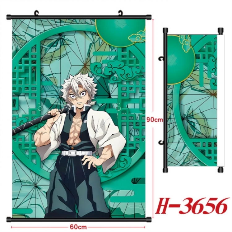 Demon Slayer Kimets Anime Black Plastic Rod Canvas Painting Wall Scroll 60X90CM