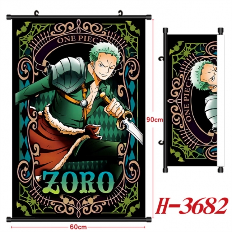  One Piece Anime Black Plastic Rod Canvas Painting Wall Scroll 60X90CM