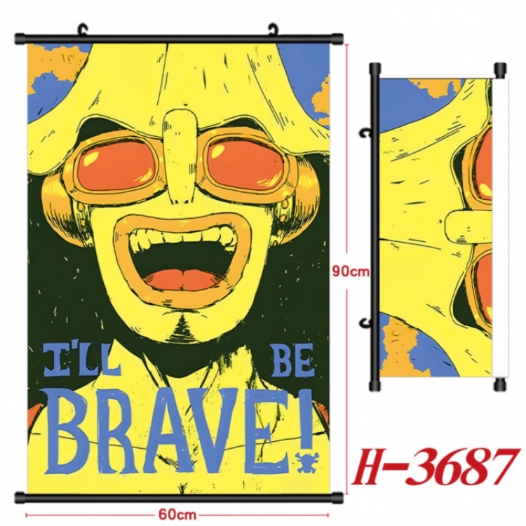  One Piece Anime Black Plastic Rod Canvas Painting Wall Scroll 60X90CM