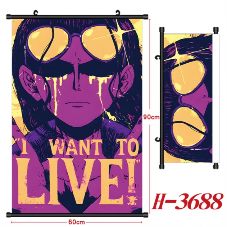  One Piece Anime Black Plastic Rod Canvas Painting Wall Scroll 60X90CM