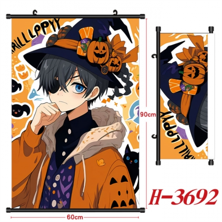 Kuroshitsuji Anime Black Plastic Rod Canvas Painting Wall Scroll 60X90CM