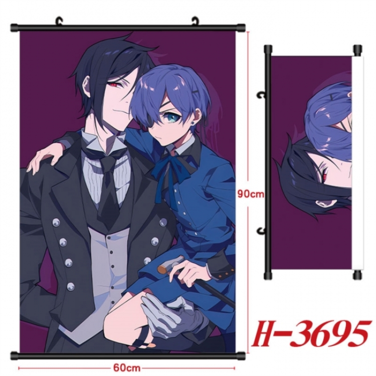 Kuroshitsuji Anime Black Plastic Rod Canvas Painting Wall Scroll 60X90CM