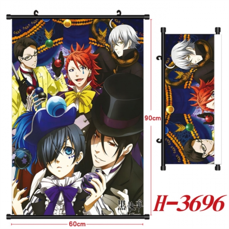 Kuroshitsuji Anime Black Plastic Rod Canvas Painting Wall Scroll 60X90CM