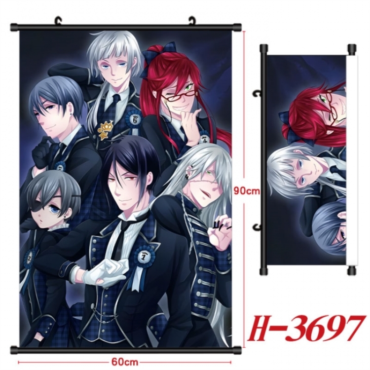 Kuroshitsuji Anime Black Plastic Rod Canvas Painting Wall Scroll 60X90CM